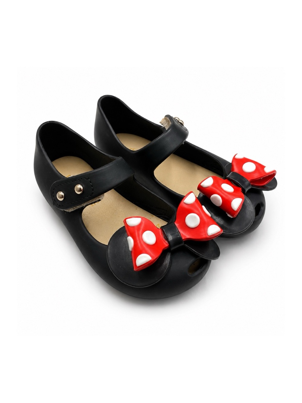iFANS Black & Red Dot Rubber Mini Melissa Style Mary Jane Shoes Size 6